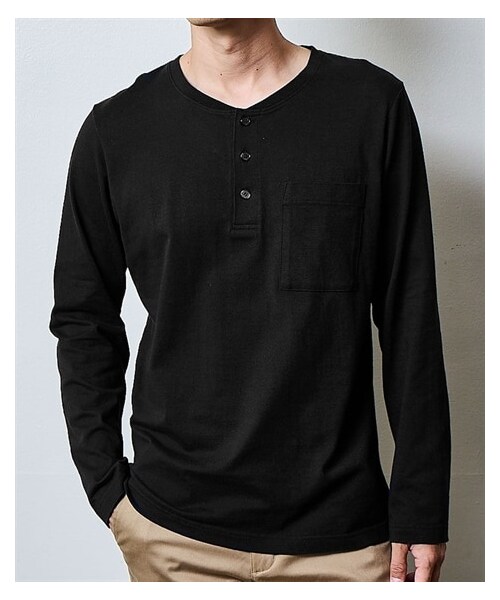 nissen（ニッセン）の「ヘンリーネック長袖Tシャツ（Tシャツ/カットソー・メンズ・オフホワイト/杢グレー/ネイビー/黒・M/L/LL/3L/4L/5L/6L/8L/10L）」の17枚目の写真