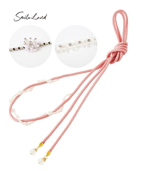 nissen（ニッセン）の「＜大きいサイズ＞ いろいろ選べる帯締め（和装小物・レディース・オフホワイト(リボン)/黒(花モチーフ)/ピンク(パール調)・L~5L/6L~10L）」の2枚目の写真