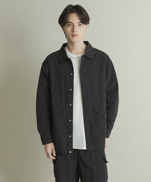 SENSE OF PLACE by URBAN RESEARCH(センスオブプレイスバイアーバンリサーチ)の「ユーティリティーロングスリーブシャツジャケット(テーラードジャケット・メンズ・BLACK/GREIGE/PURPLE・M/L)」の1枚目の写真