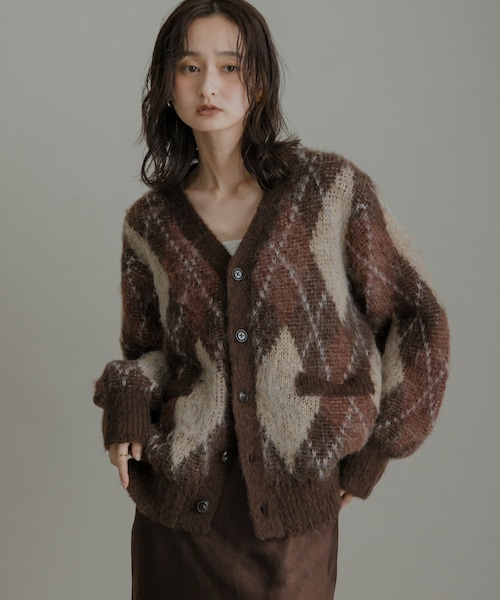 SENSE OF PLACE by URBAN RESEARCH（センスオブプレイスバイアーバンリサーチ）の「アーガイルVネックカーディガン（ニット/セーター・メンズ・BLACK/BLUE/NAVY/BROWN・M/L）」の4枚目の写真