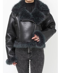 MURUA | アンイーブンショートムートンジャケット(ムートンコート)