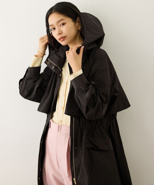 ROPE'(ロペ)の「【撥水】タフタフーデッドロング丈スプリングコート(マウンテンパーカー・レディース・ダークブラウン・F)」の5枚目の写真