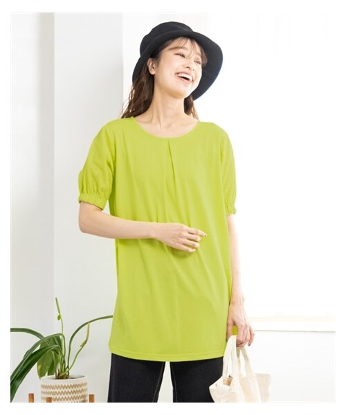 nissen（ニッセン）の「大きいサイズ　５分袖コットンレース切替カットソーチュニック（チュニック・レディース・ライムグリーン系/ネイビー系/オフホワイト系/ブラウン系・L/LL/3L/4L/5L/6L/8L/10L）」の17枚目の写真