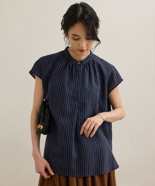 ROPE'（ロペ）の「【洗える】キュプラシルク フレンチスリーブブラウス（シャツ/ブラウス・レディース・ホワイト/ベージュ/ネイビー/ピンク系・F）」の5枚目の写真