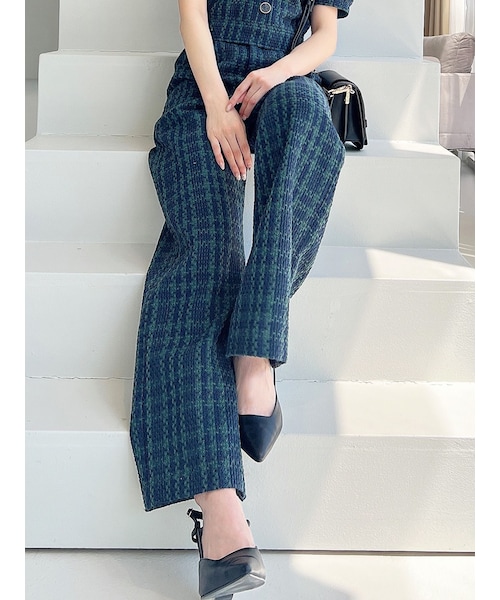 RESEXXY（リゼクシー）の「ツイードワイドパンツ【セットアップ着用可能】（その他パンツ・レディース・レッド/グリーン/ブラック・F）」の2枚目の写真