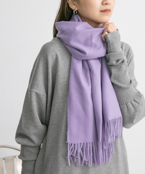 KBF（ケイビーエフ）の「カシミヤタッチ無地ストール（ストール/ショール・レディース・PURPLE/IVORY/L.BLUE・one）」の4枚目の写真