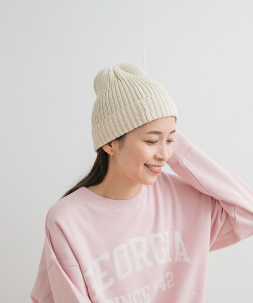 URBAN RESEARCH DOORS（アーバンリサーチドアーズ）の「コットンリネンニットキャップ（ニットキャップ/ビーニー・レディース・IVORY/GREGE/BLACK・one）」の6枚目の写真