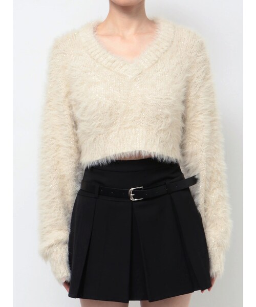 EMODA（エモダ）の「シャギーシークインズニット（ニット/セーター・レディース・アイボリー/グレー/ブラック/アイスブルー/ピンク・F）」の2枚目の写真