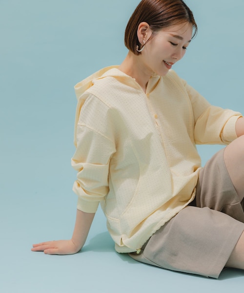 URBAN RESEARCH ROSSO（アーバンリサーチロッソ）の「F by ROSSO　サッカーストレッチアノラック（テーラードジャケット・レディース・CHECK/WHITE/YELLOW・FREE）」の2枚目の写真