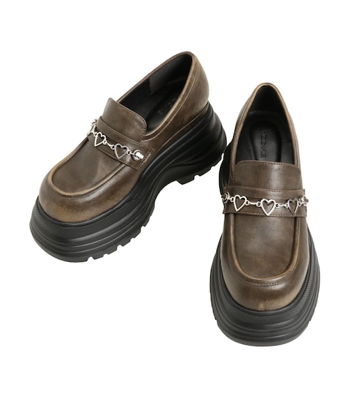 EMODA（エモダ）の「ハートチェーンローファー（ローファー・レディース・ブラック/ブラウン・S/M/L）」の4枚目の写真