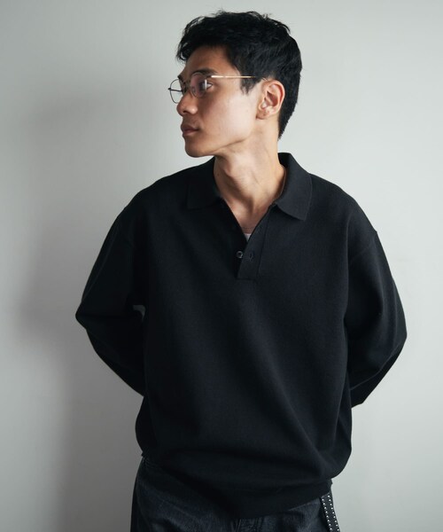 URBAN RESEARCH DOORS（アーバンリサーチドアーズ）の「『XLサイズ/WEB限定/仁村紗和さん着用』『UR TECH 200日ニット』 ポロシャツ（ポロシャツ・メンズ・L/GRY/BROWN/BLACK/BLUE GREEN・M/L/XL）」の12枚目の写真