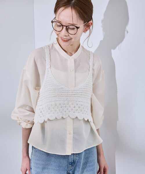ROPE' PICNIC(ロペピクニック)の「着丈が選べるバンドカラー無地シアーシャツ(シャツ/ブラウス・レディース・ホワイト系/ダークブラウン/ピンク・38/38T)」の10枚目の写真