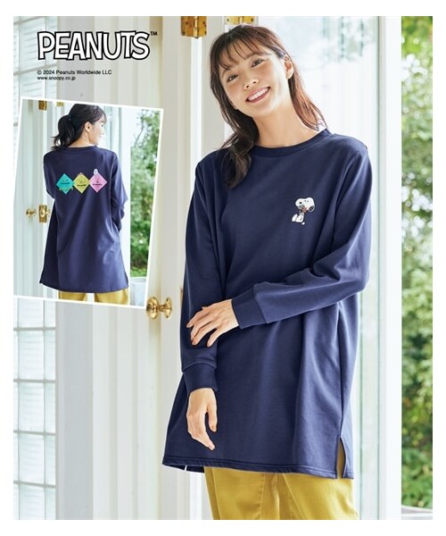 nissen（ニッセン）の「大きいサイズ デザインチュニック/PEANUTS（チュニック・レディース・ネイビー/グレイッシュパープル/ソフトカーキ/スモーキーブルー/黒/オートミール・L~LL相当/3L~4L相当/5L~6L相当/8L相当/10L相当）」の16枚目の写真