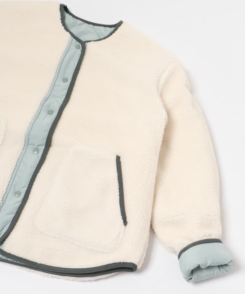 THE GOODLAND MARKET（ザグッドランドマーケット）の「AIGLE　リバーシブル シェルパフリース（ノーカラージャケット・レディース・TAUPE/CELADON・S/M/L）」の6枚目の写真