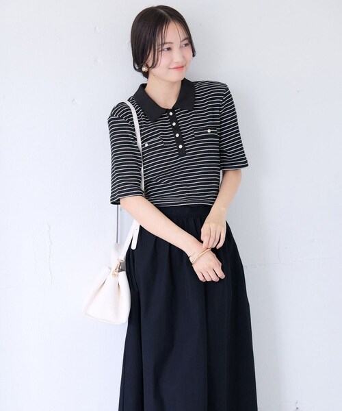 VIS（ビス）の「カットポロドッキングワンピース（ワンピース・レディース・ブラック系/キナリ系・M/S）」の19枚目の写真