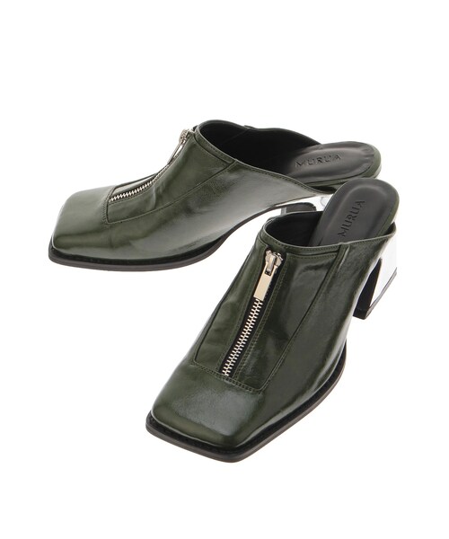 MURUA（ムルーア）の「スクエアポインテッドミュール（パンプス・レディース・ブラック/グリーン・23.5/24.5）」の14枚目の写真