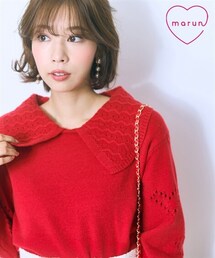 marun | ＜大きいサイズ＞ハート型セーラーカラーニットトップス marun(ニット/セーター)