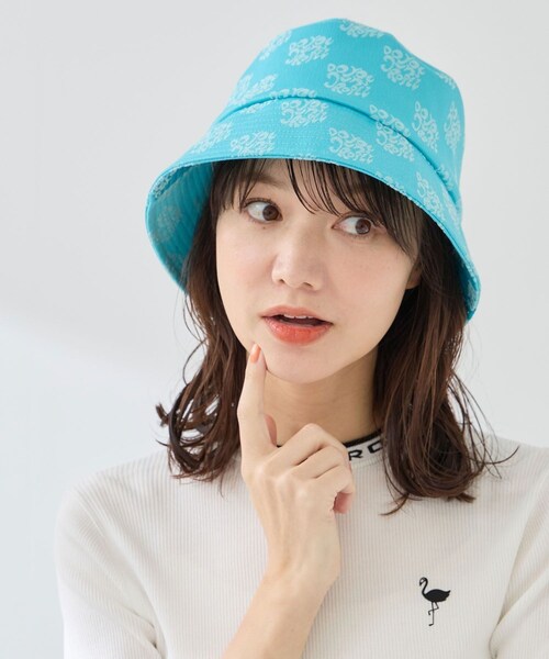 ROPE'（ロペ）の「ジャガードハット（ハット・レディース・ホワイト/ネイビー/ターコイズ・F）」の6枚目の写真