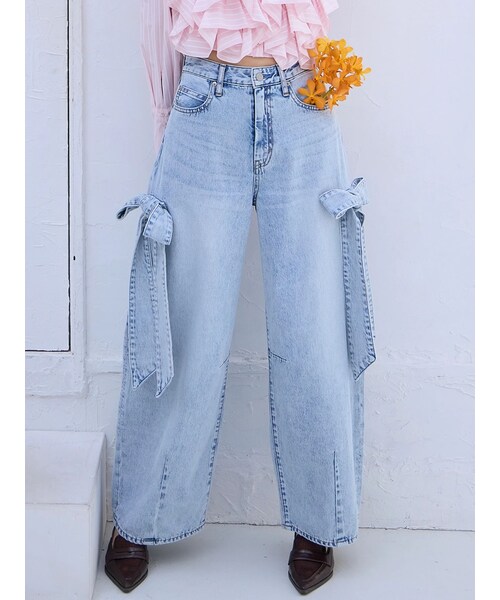 dazzlin（ダズリン）の「リボンバレルデニムパンツ（デニムパンツ・レディース・オフホワイト/アイスブルー/インディゴ・S/M）」の13枚目の写真