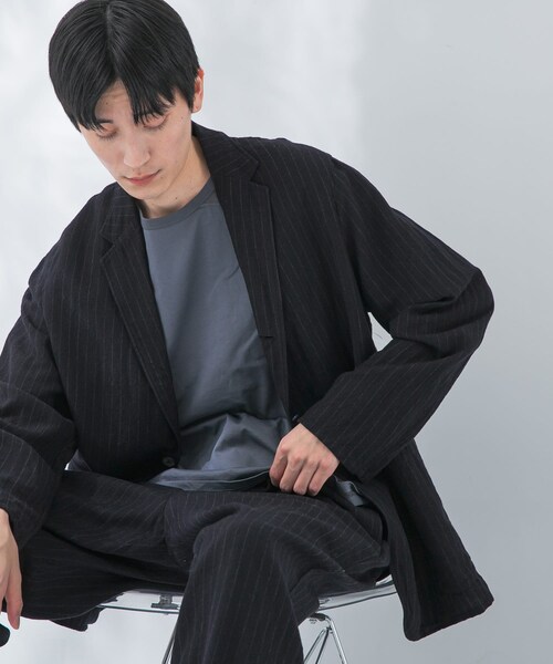 URBAN RESEARCH（アーバンリサーチ）の「『セットアップ対応』new basic Wool/Linen jacket（テーラードジャケット・メンズ・NAVY ST/CHARCOAL・M/L/XL）」の3枚目の写真