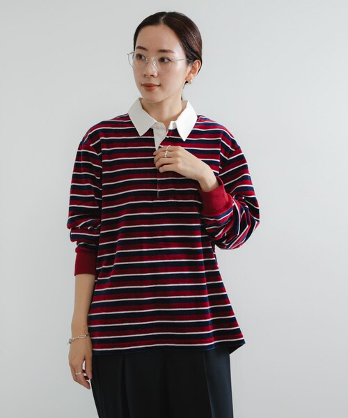 URBAN RESEARCH（アーバンリサーチ）の「『UR TECH』ベロアボーダーラガーシャツ（Tシャツ/カットソー・レディース・CHERRY RED/GRAY・FREE）」の19枚目の写真