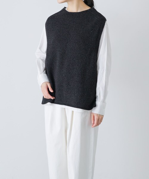 かぐれ（カグレ）の「テープヤーンニットベスト（ベスト・レディース・L/BEIGE/BLACK・Free）」の6枚目の写真