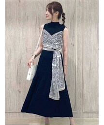 MERCURYDUO | スカーフビスチェ付ニットロングワンピース(ワンピース)