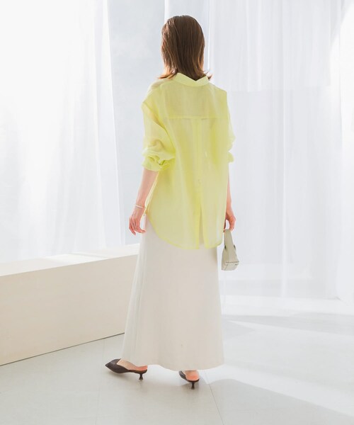 URBAN RESEARCH ROSSO（アーバンリサーチロッソ）の「接触冷感リネン混バイヤススカート（スカート・レディース・CHARCOAL/OFF/LIME・36/38）」の7枚目の写真