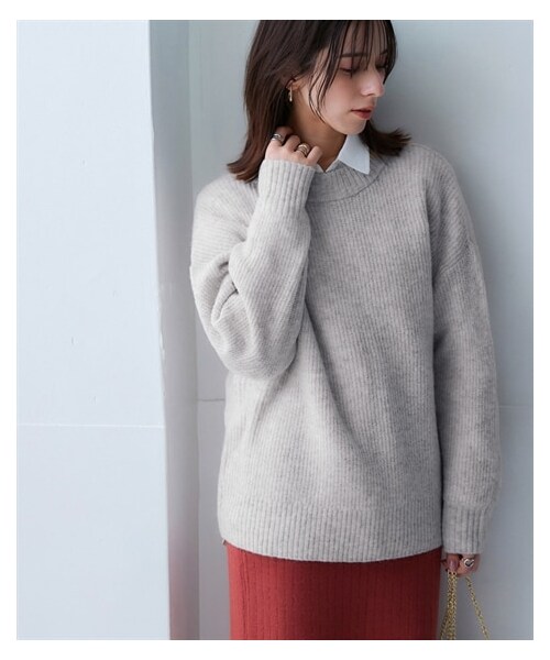 nissen（ニッセン）の「【着るホカロン】【保温】ふわふわニットプルオーバー（ニット/セーター・レディース・ミルクベージュ杢/チャコールグレー杢/ピンク杢/ブルーグリーン杢・M）」の5枚目の写真