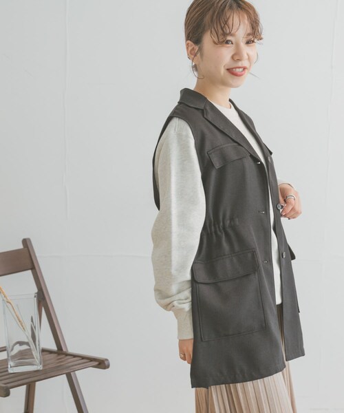 ITEMS URBANRESEARCH（アイテムズ アーバンリサーチ）の「ミリタリーベスト（ベスト・レディース・GRN/BEG/BLK・FREE）」の7枚目の写真