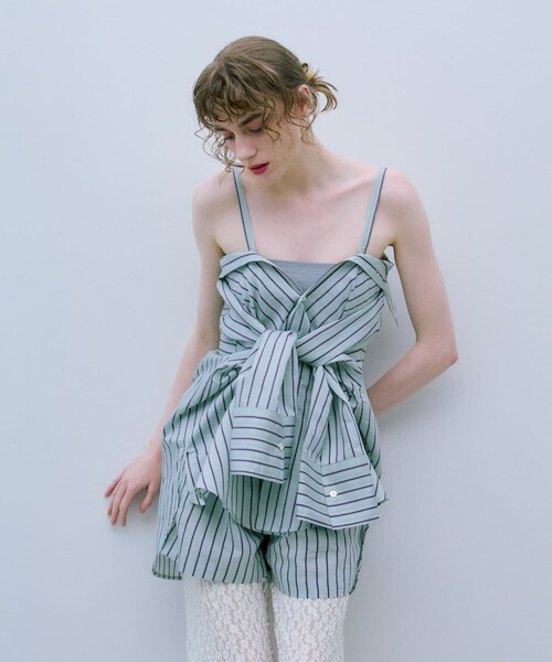 THE GOODLAND MARKET（ザグッドランドマーケット）の「cwtch　STRIPE 2WAY SHIRT（シャツ/ブラウス・レディース・MINT/ORANGE・Free）」の6枚目の写真