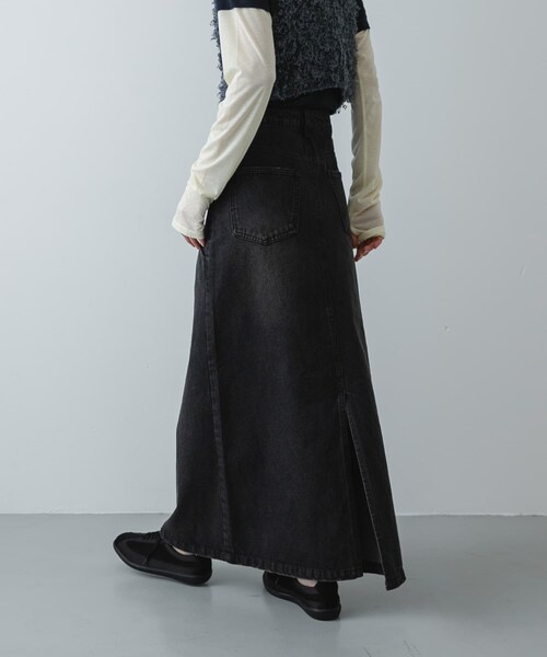 SENSE OF PLACE by URBAN RESEARCH（センスオブプレイスバイアーバンリサーチ）の「セミフレアデニムスカート（デニムスカート・レディース・BLACK/D.INDIGO・S/M）」の5枚目の写真