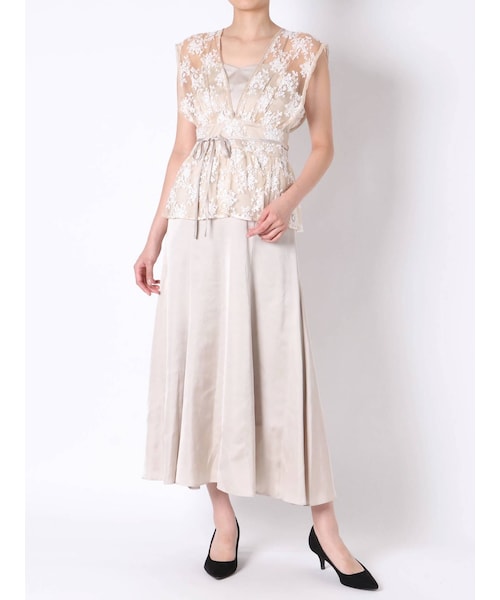 MERCURYDUO（マーキュリーデュオ）の「オーバーレースマーメイドドレス（ワンピース・レディース・ブラック/ベージュ・S/M）」の8枚目の写真