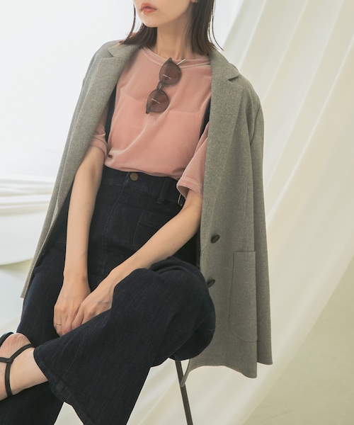 URBAN RESEARCH ROSSO（アーバンリサーチロッソ）の「シアーベロアTシャツ（Tシャツ/カットソー・レディース・MINT/GREIGE/CORAL・FREE）」の3枚目の写真