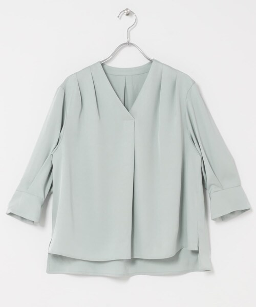 URBAN RESEARCH ROSSO（アーバンリサーチロッソ）の「シルキーツイルVネックブラウス（シャツ/ブラウス・レディース・OFF/MINT/NAVY・Free）」の7枚目の写真
