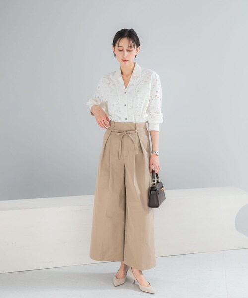 URBAN RESEARCH ROSSO（アーバンリサーチロッソ）の「コットンツイルベルテッドワイドパンツ（その他パンツ・レディース・BEIGE/BLUE・36/38）」の7枚目の写真