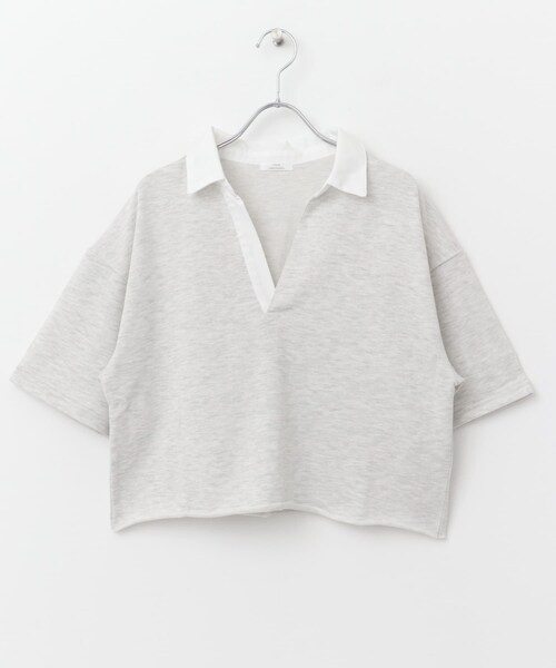 ITEMS URBANRESEARCH（アイテムズ アーバンリサーチ）の「ミニ裏毛スキッパーポロ（ポロシャツ・レディース・GRY/BRN・FREE）」の9枚目の写真