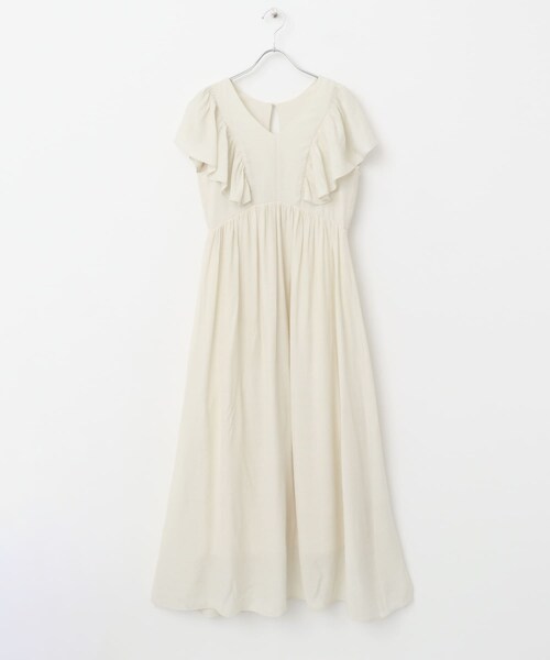 SENSE OF PLACE by URBAN RESEARCH(センスオブプレイスバイアーバンリサーチ)の「Vネックウエストマークフリルワンピース(ワンピース・レディース・BLACK/IVORY/L.BLUE・COMPACT/one)」の11枚目の写真