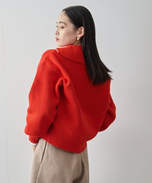 VIS（ビス）の「Wジップハイネックニットカーディガン（カーディガン/ボレロ・レディース・ライトグレー/ネイビー/レッド系・F）」の7枚目の写真