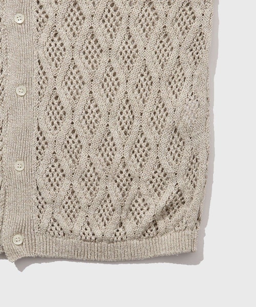 ADAM ET ROPE'（アダムエロペ）の「【Allege/アレッジ】Lace Hole Knit S/S Shirts（ニット/セーター・メンズ・チャコール/キナリ・3/4）」の14枚目の写真
