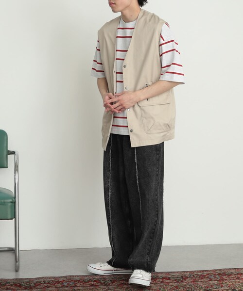 SENSE OF PLACE by URBAN RESEARCH（センスオブプレイスバイアーバンリサーチ）の「デニムフリンジパネルワイドパンツ（デニムパンツ・メンズ・BLACK/L.INDIGO・M/L）」の10枚目の写真