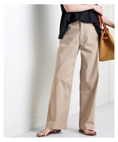 nissen（ニッセン）の「ゆるフィットワイドパンツ（股下68cm）＜大きいサイズ有＞（パンツ・レディース・黒/カーキ/ライトベージュ/オフホワイト/モカチャコール/ダークグリーン/モーブピンク/パープル/オレンジブラウン・S/M/L/LL/3L/4L/5L/6L/8L/10L）」の4枚目の写真