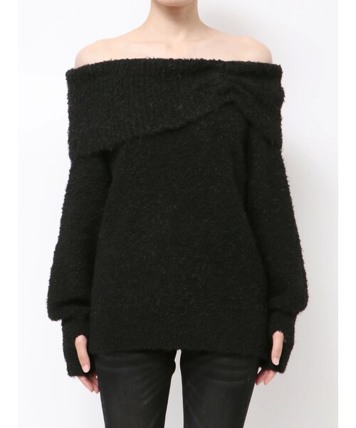 EMODA（エモダ）の「TUCK OFF SHOULDER KNIT（ニット/セーター・レディース・アイボリー/グレー/ブラック・F）」の22枚目の写真