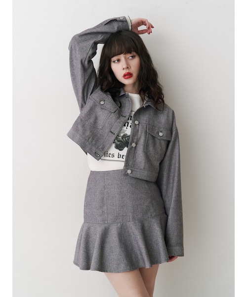 jouetie（ジュエティ）の「マルチWAYツイードライクセットアップ（セットアップ・レディース・グレー/アイボリー/ブラック/パープル・M）」の12枚目の写真