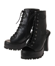 GYDA | タンクソールレースアップオープンショートブーツ(ブーツ)