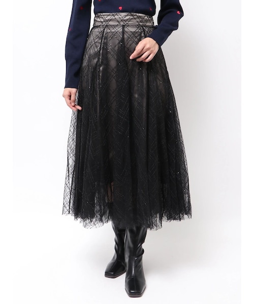 dazzlin（ダズリン）の「【20周年記念復刻！】スパンコールチュールチェックスカート（スカート・レディース・アイボリー/ライトグレー/グレー/ブラック/ピンク・S/M）」の21枚目の写真