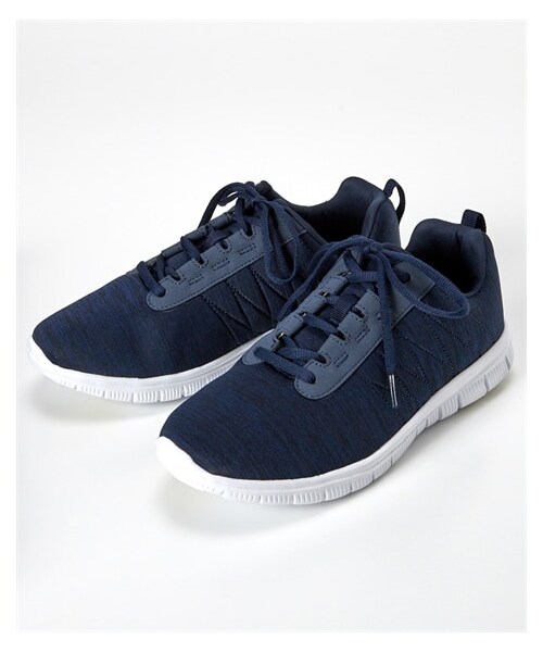 nissen（ニッセン）の「【ゆったり幅広】超軽量スポーティースニーカー（ワイズ４Ｅ）（スニーカー・メンズ・ネイビー杢×ピンク(白底)/ネイビー杢/白×白(白底)/黒×黒(黒底)・24.0cm/4E/23.5cm/4E/24.5cm/4E/25.0cm/4E/25.5cm/4E/26.0cm/4E/26.5cm/4E）」の6枚目の写真