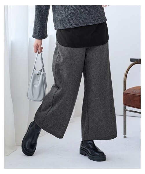 nissen（ニッセン）の「大きいサイズ （吸湿発熱）ウエストリブパンツ（パンツ・レディース・ブラック/チャコールグレー/ヘリンボーン/ブルー系チェック・L/LL/3L/4L/5L/6L/8L/10L）」の18枚目の写真