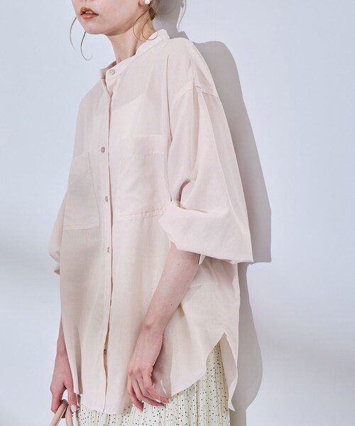 ROPE' PICNIC(ロペピクニック)の「着丈が選べるバンドカラー無地シアーシャツ(シャツ/ブラウス・レディース・ホワイト系/ダークブラウン/ピンク・38/38T)」の7枚目の写真