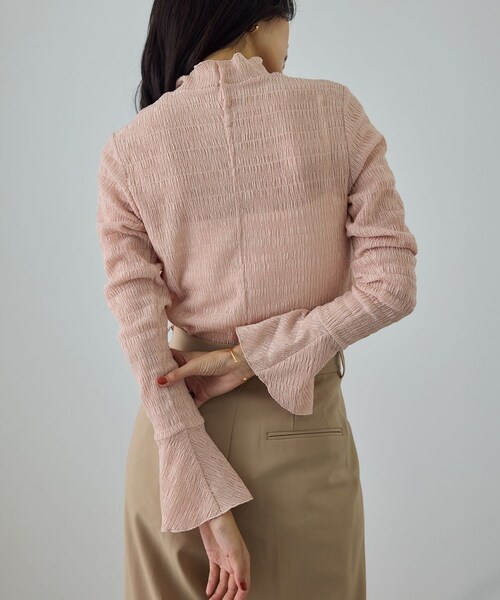 ROPE'（ロペ）の「ボタニカルダイフレアスリーブハイネックカットソー/イージーケア・アンサンブル対応（Tシャツ/カットソー・レディース・サックス/ピンク系/オレンジ系・F）」の3枚目の写真